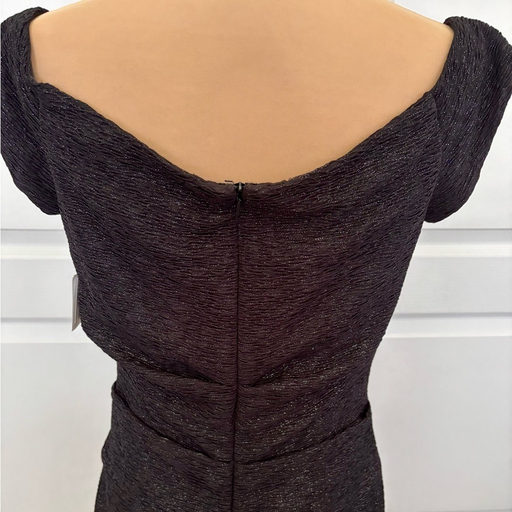 NWT Atelier Danielle Black & Silver Metallic Off Shoulder Sheath Dress | Size 12 - Picture 7 of 14